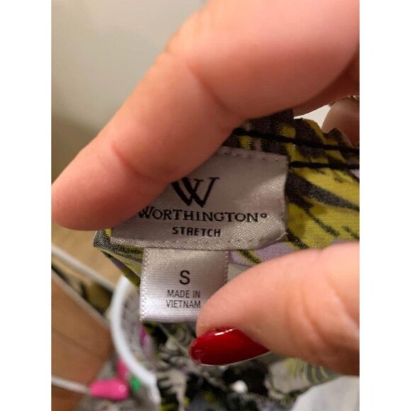 🌸3/$15🌸Worthington Small Stretch Multi-Colored Pattern Blouse - Picture 4 of 4